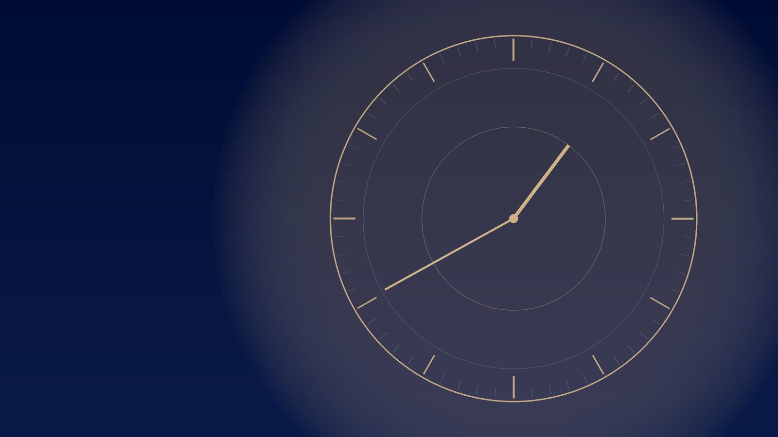 Illustration éditoriale d'un cadran de montre automatique, champagne sur fond bleu nuit
