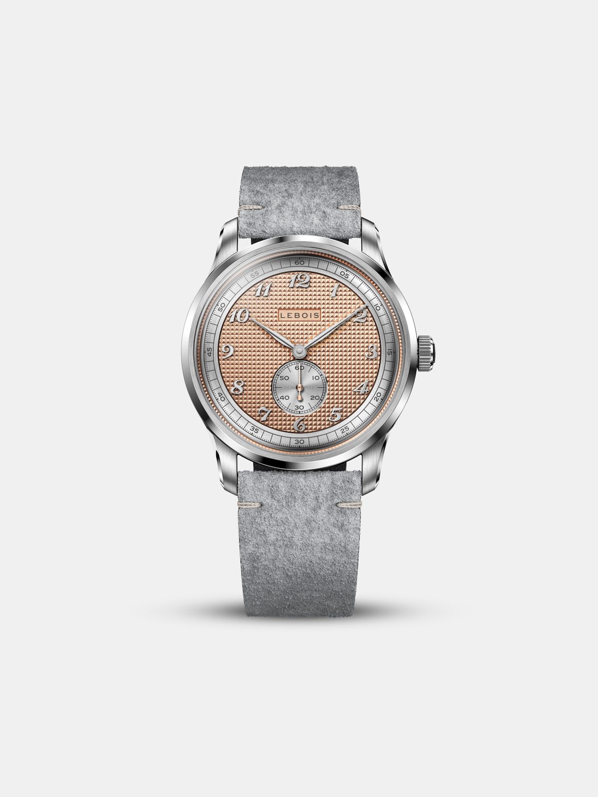 Lebois Heritage Atelier Small Seconds Clous de Paris, cadran rose gold au motif diamanté